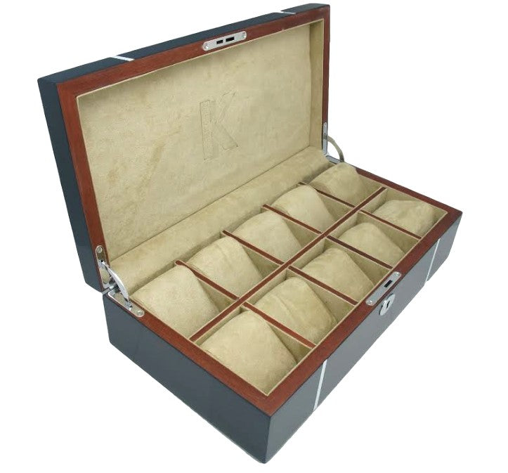 Coffret en chêne laqué bleu KronoKeeper pour 6 montres