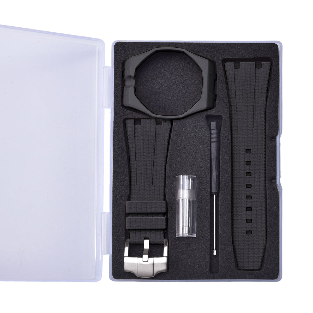 Rubber strap and case for AP x Swatch Black KronoKeeper – complete set with strap, case, buckle and tool