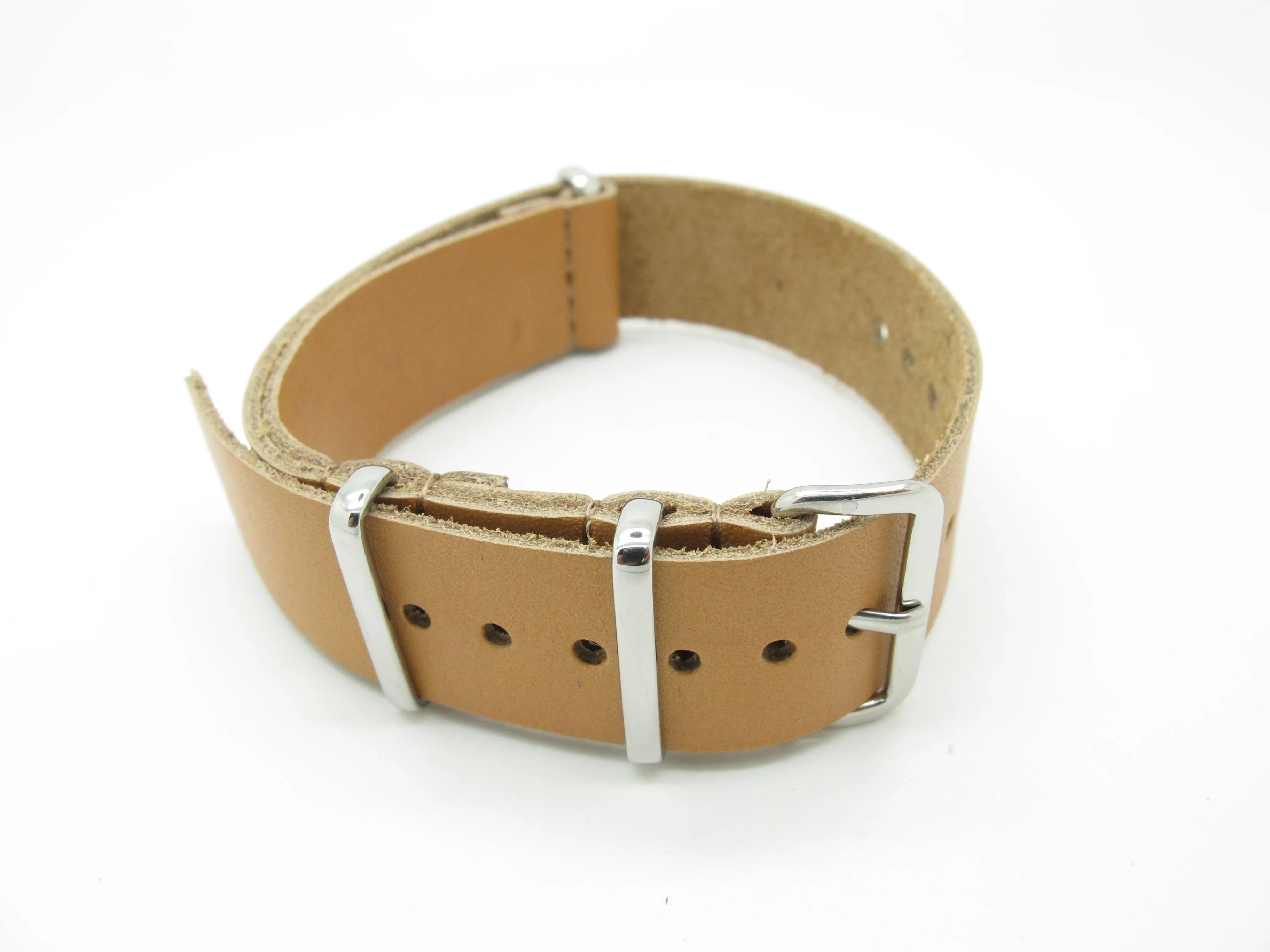 Leather NATO watch strap - Tan - NATO nylon watch strap