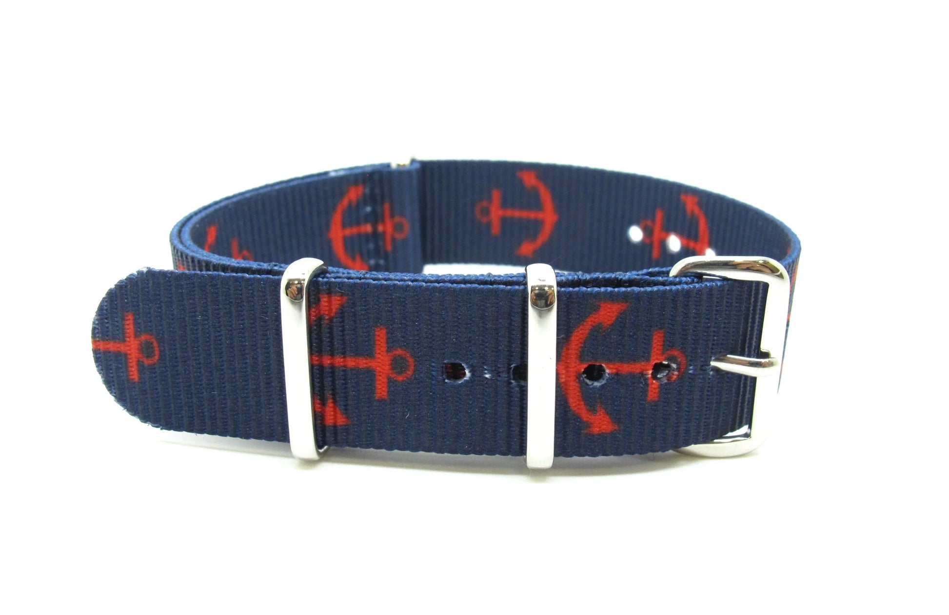 NATO watch strap - Navy Blue/Red Anchor - NATO nylon watch strap