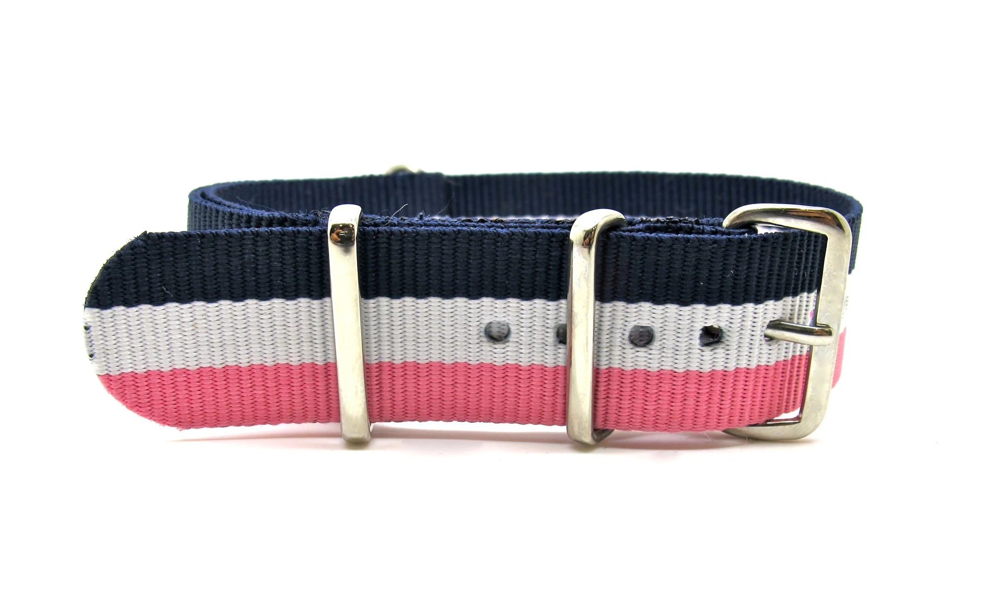NATO watch strap - Navy/White/Pink - NATO nylon watch strap