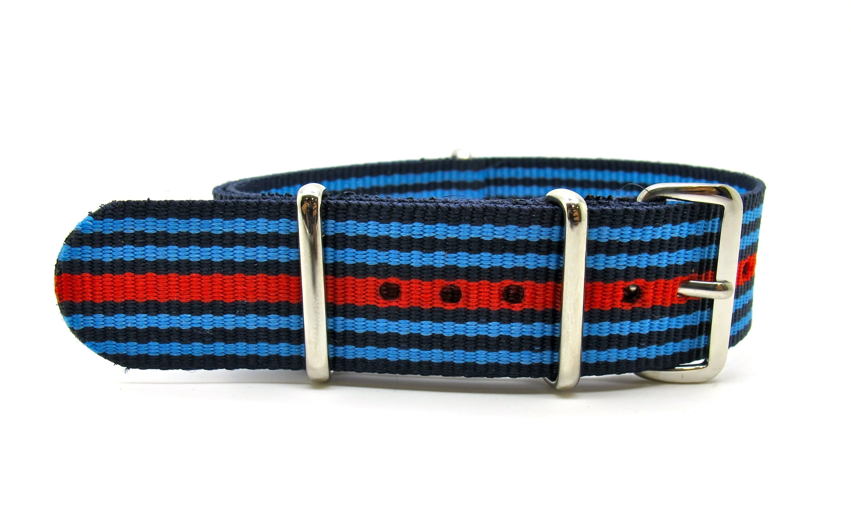 NATO watch strap - Navy /Light Blue/Red "Martini" - NATO nylon watch strap