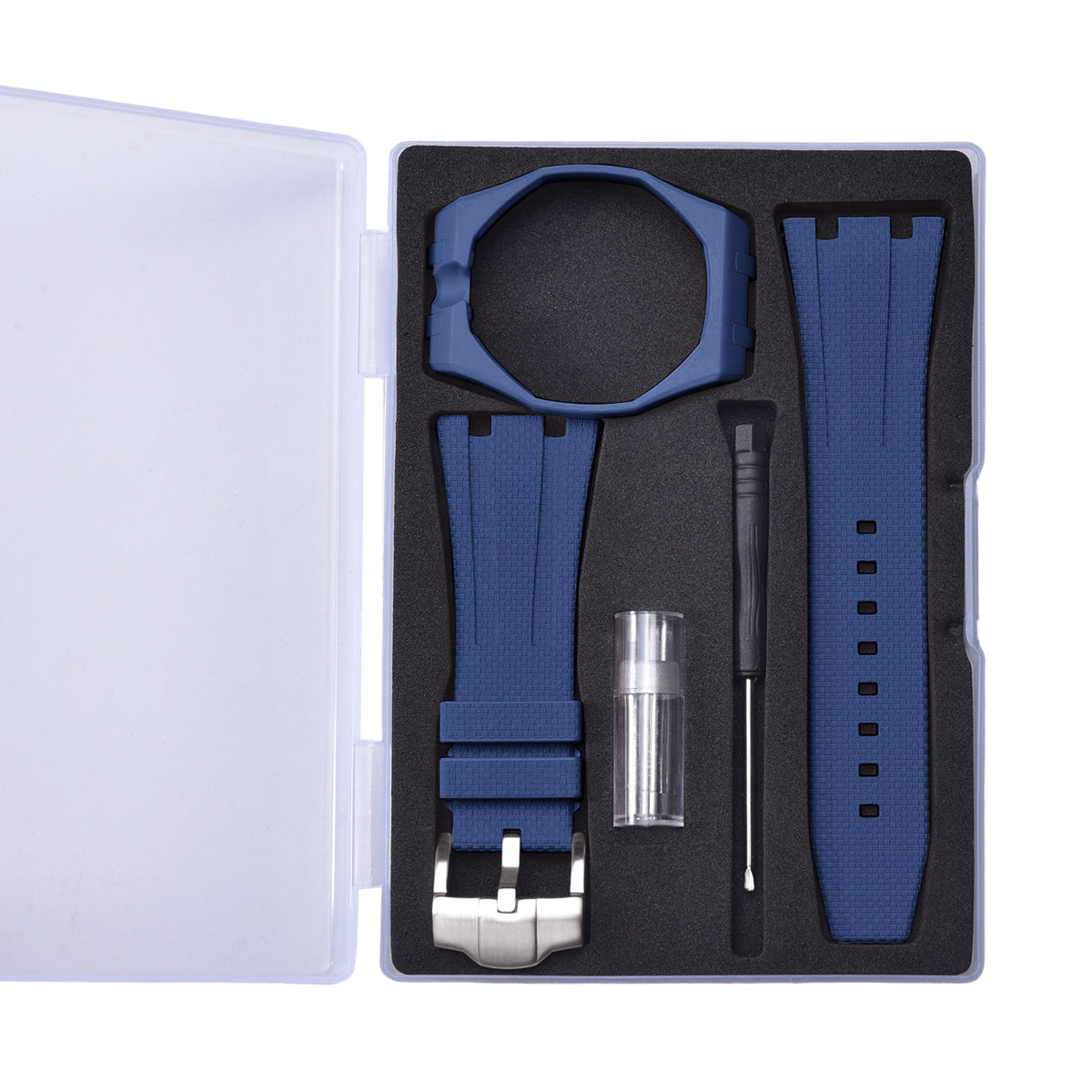 Rubber strap and case for AP x Swatch Blue KronoKeeper – complete set with strap, case, buckle and tool