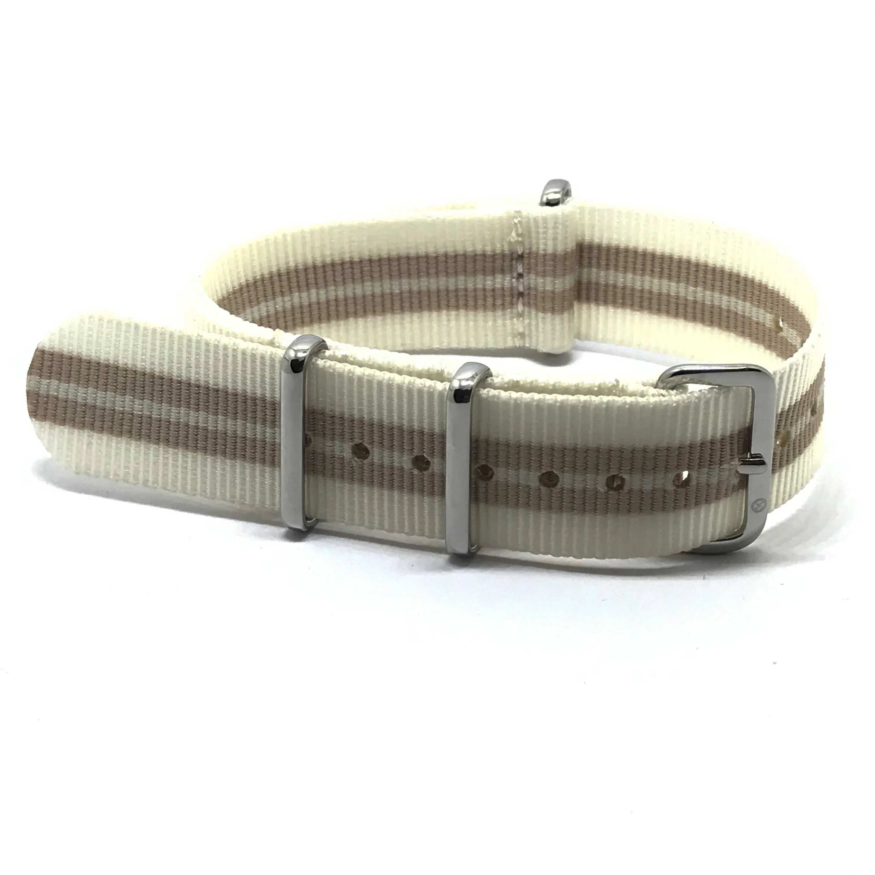 NATO watch strap White/Brown - NATO nylon watch strap