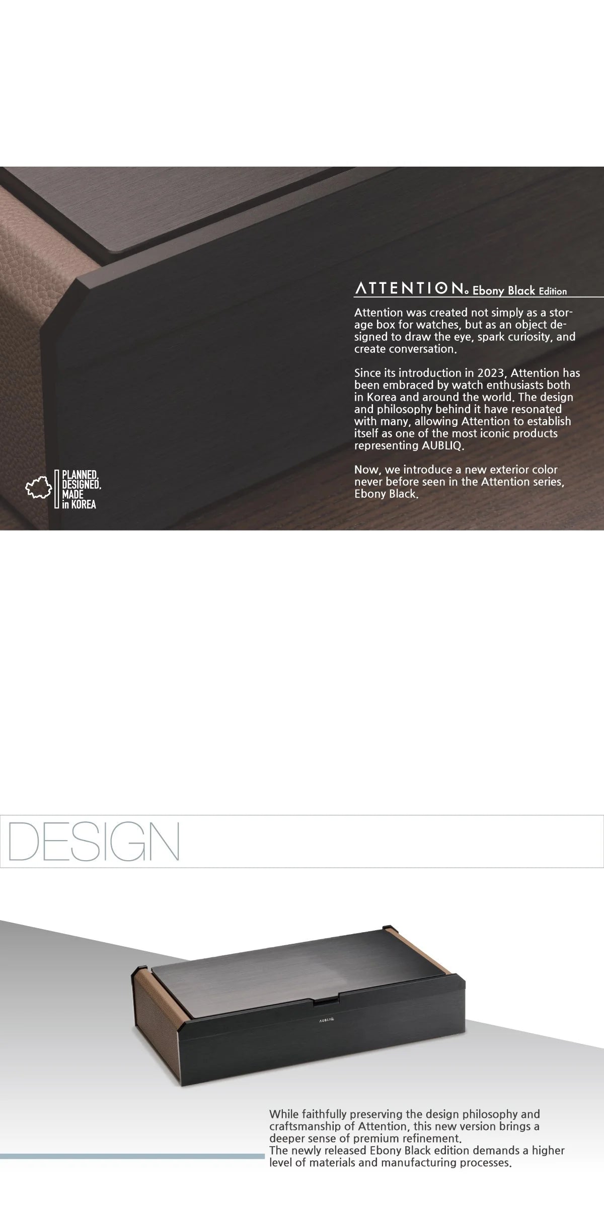 Aubliq Attention Ebony Black watch box – details 1
