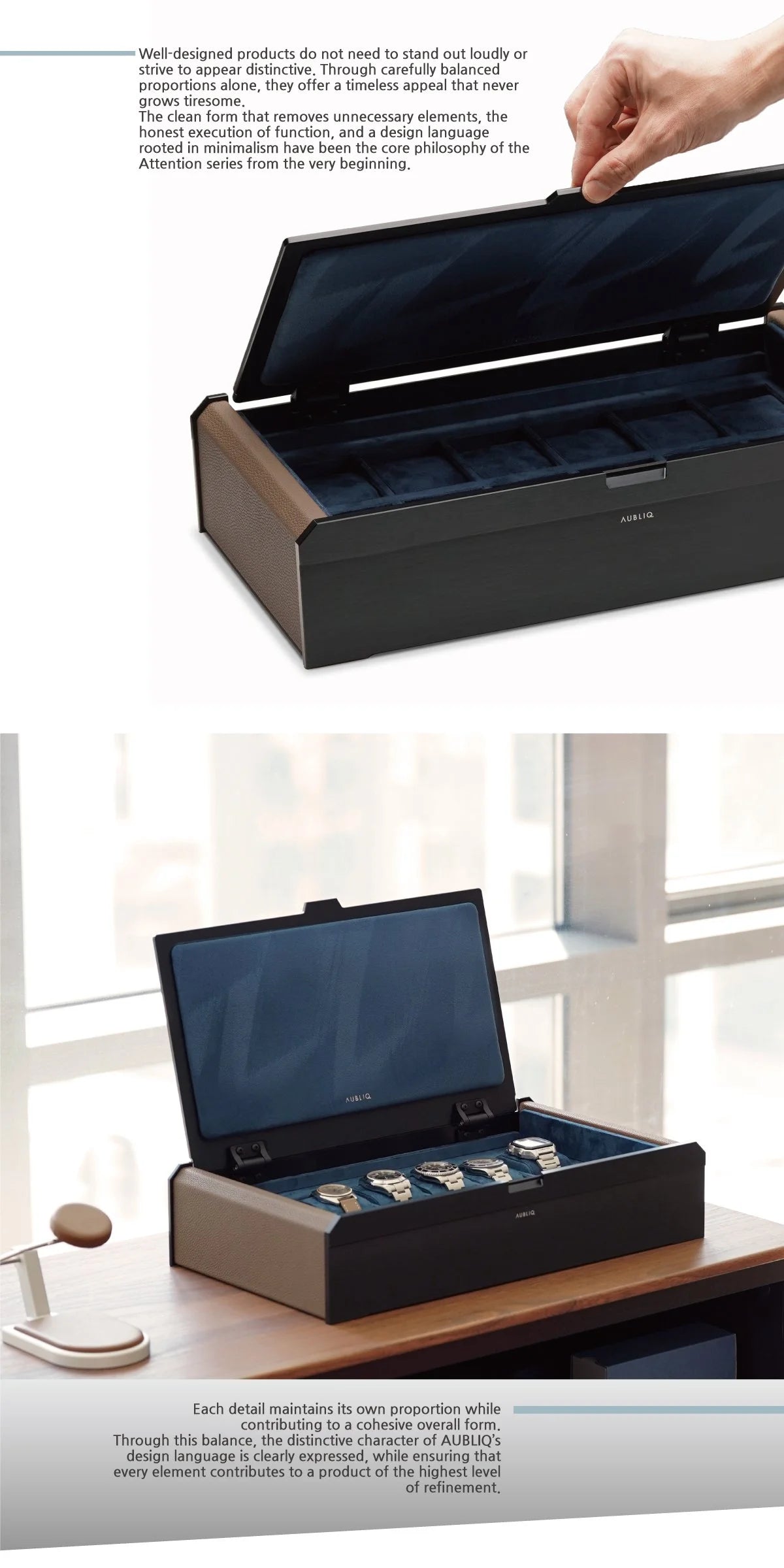 Aubliq Attention Ebony Black watch box – details 2
