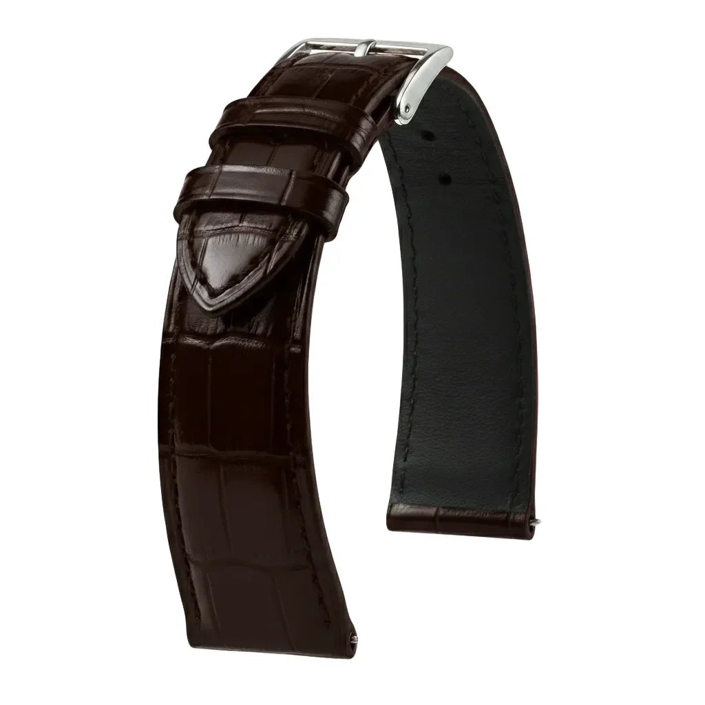 KronoKeeper strap - Felix Alligator bespoke glossy - dark coffee - alligator leather watch strap