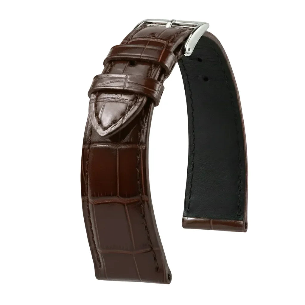 KronoKeeper strap - Felix Alligator bespoke glossy - dark brown - alligator leather watch strap