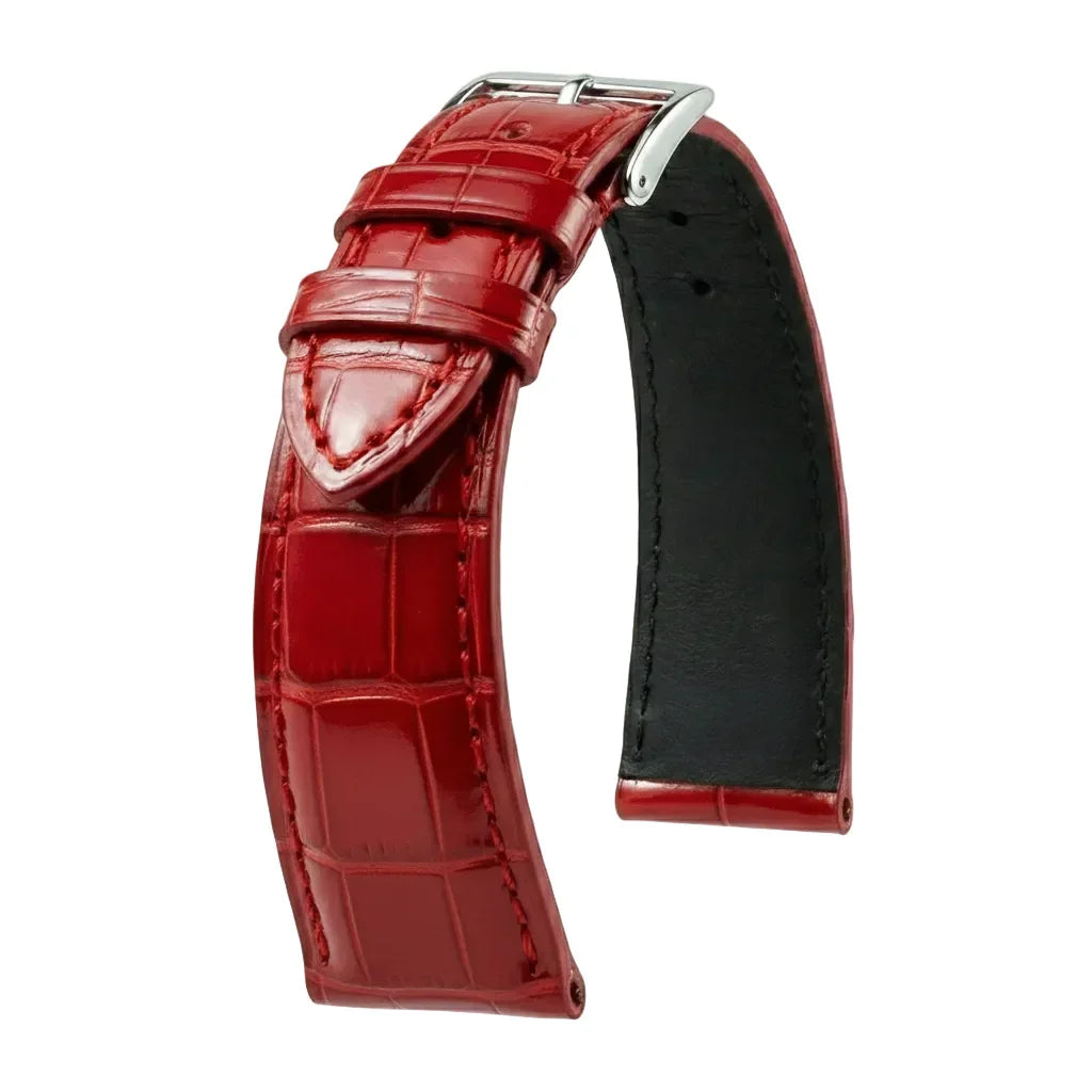 KronoKeeper strap - Felix Alligator bespoke glossy - china red - alligator leather watch strap