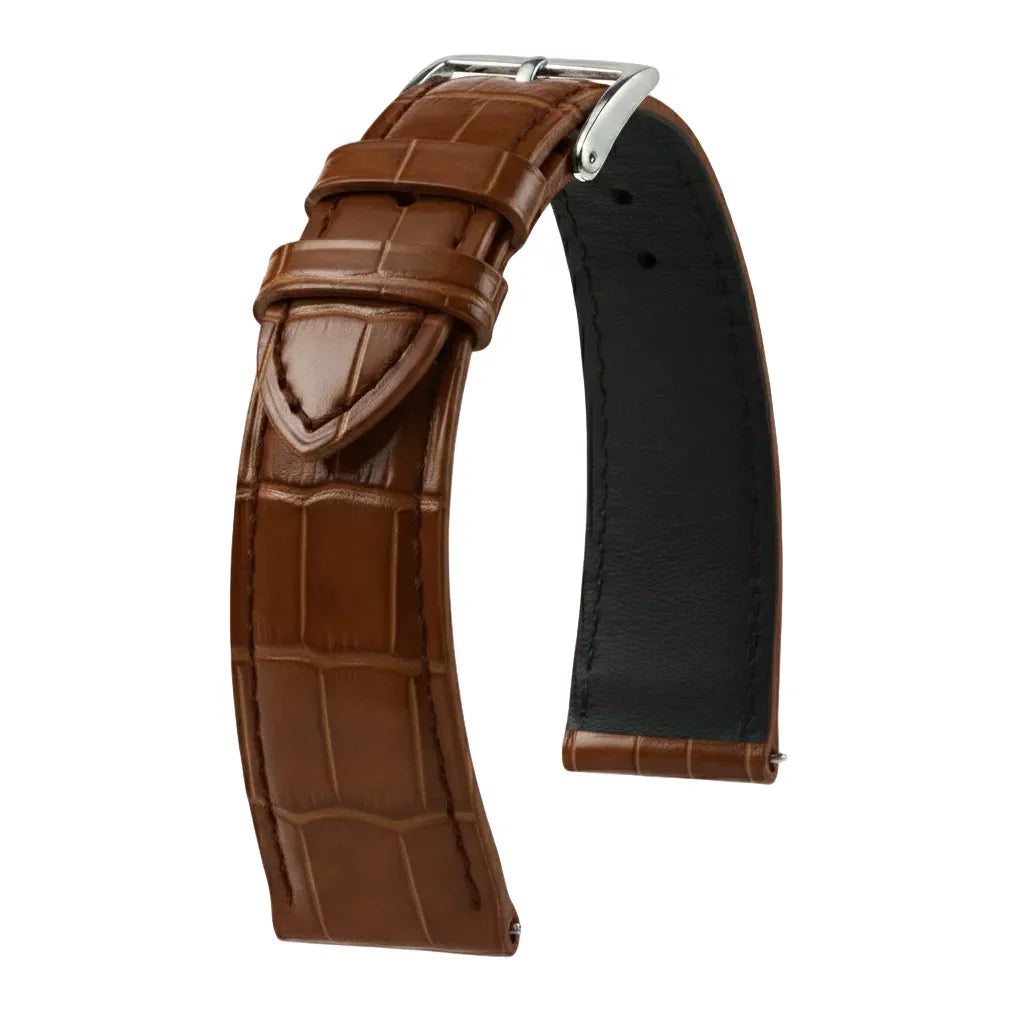 KronoKeeper strap - Felix Alligator bespoke glossy - brown grey - alligator leather watch strap