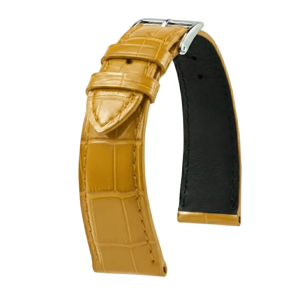 KronoKeeper strap - Felix Alligator bespoke glossy - yellow mustard - alligator leather watch strap