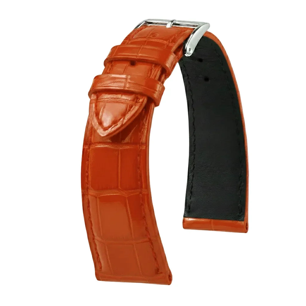KronoKeeper strap - Felix Alligator bespoke glossy - red Orange - alligator leather watch strap
