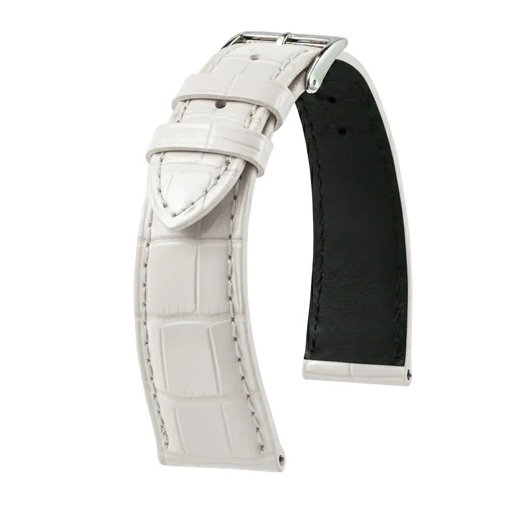 KronoKeeper strap - Felix Alligator bespoke glossy - white - alligator leather watch strap