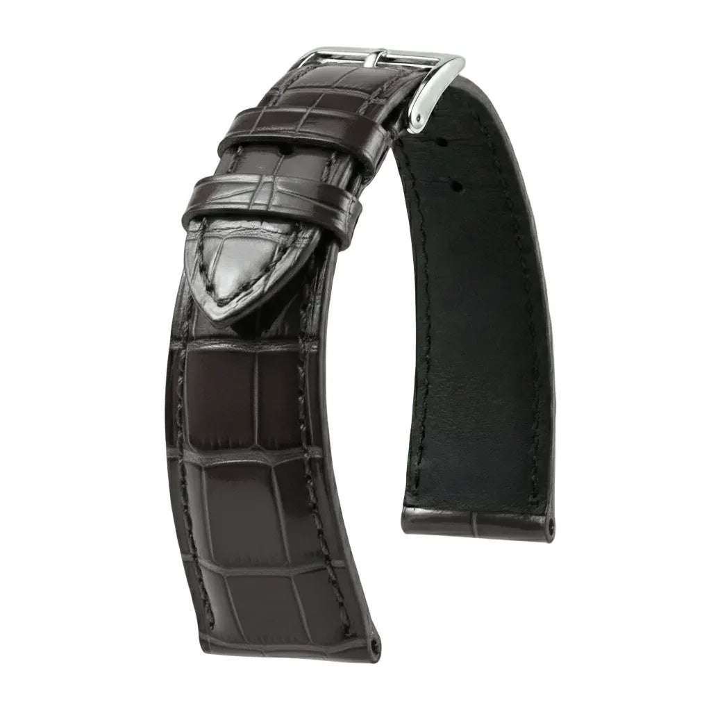 KronoKeeper strap - Felix Alligator bespoke glossy - silver grey - alligator leather watch strap