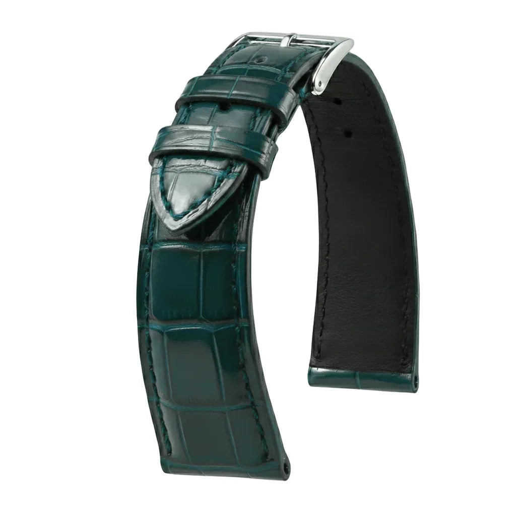 KronoKeeper strap - Felix Alligator bespoke glossy - green peacock - alligator leather watch strap