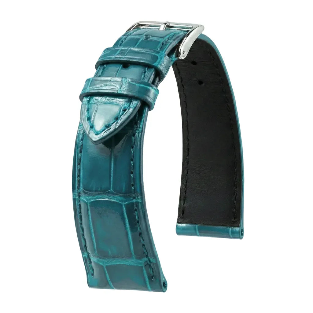 KronoKeeper strap - Felix Alligator bespoke glossy - Turkish light blue - alligator leather watch strap