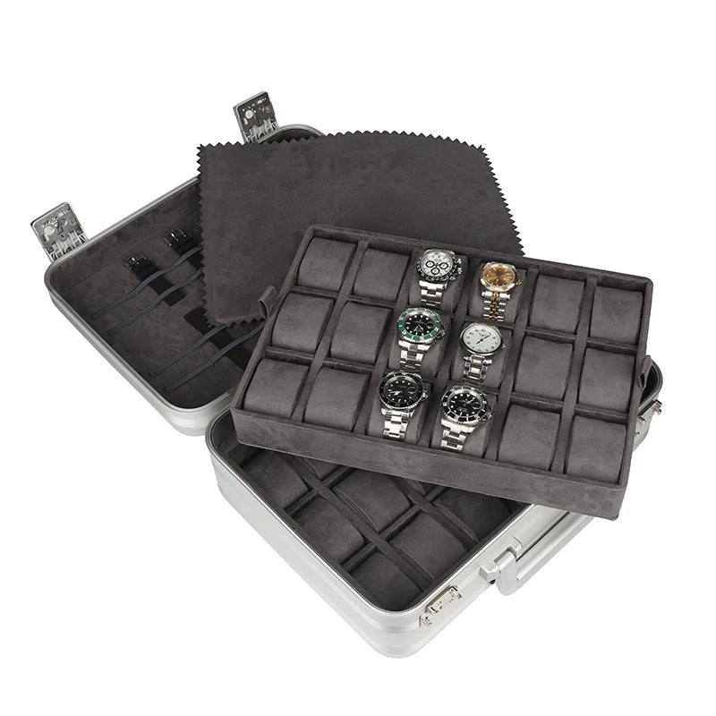 KronoKeeper aluminium case 48 watches - removable 24-watch tray