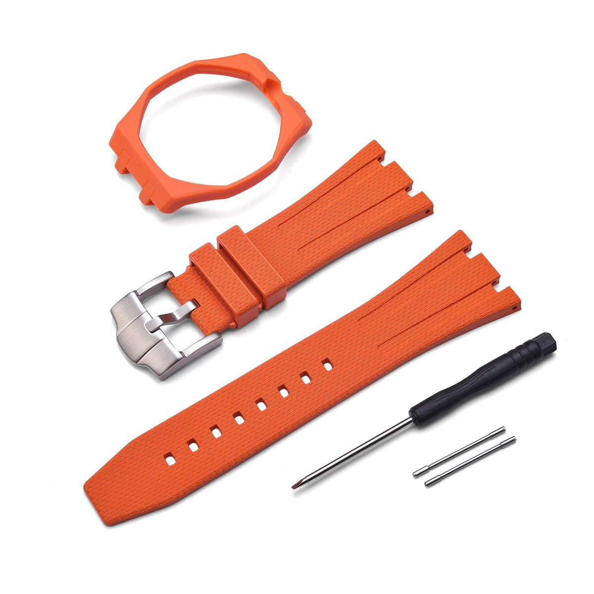 Rubber strap and case for AP x Swatch Orange KronoKeeper – case, strap and fitting tools