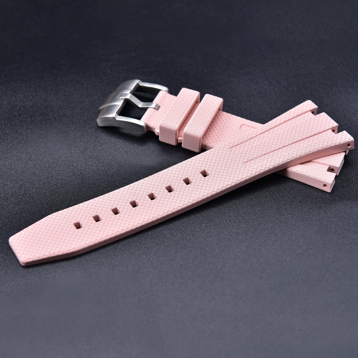 Rubber strap and case for AP x Swatch Pink KronoKeeper – strap and buckle