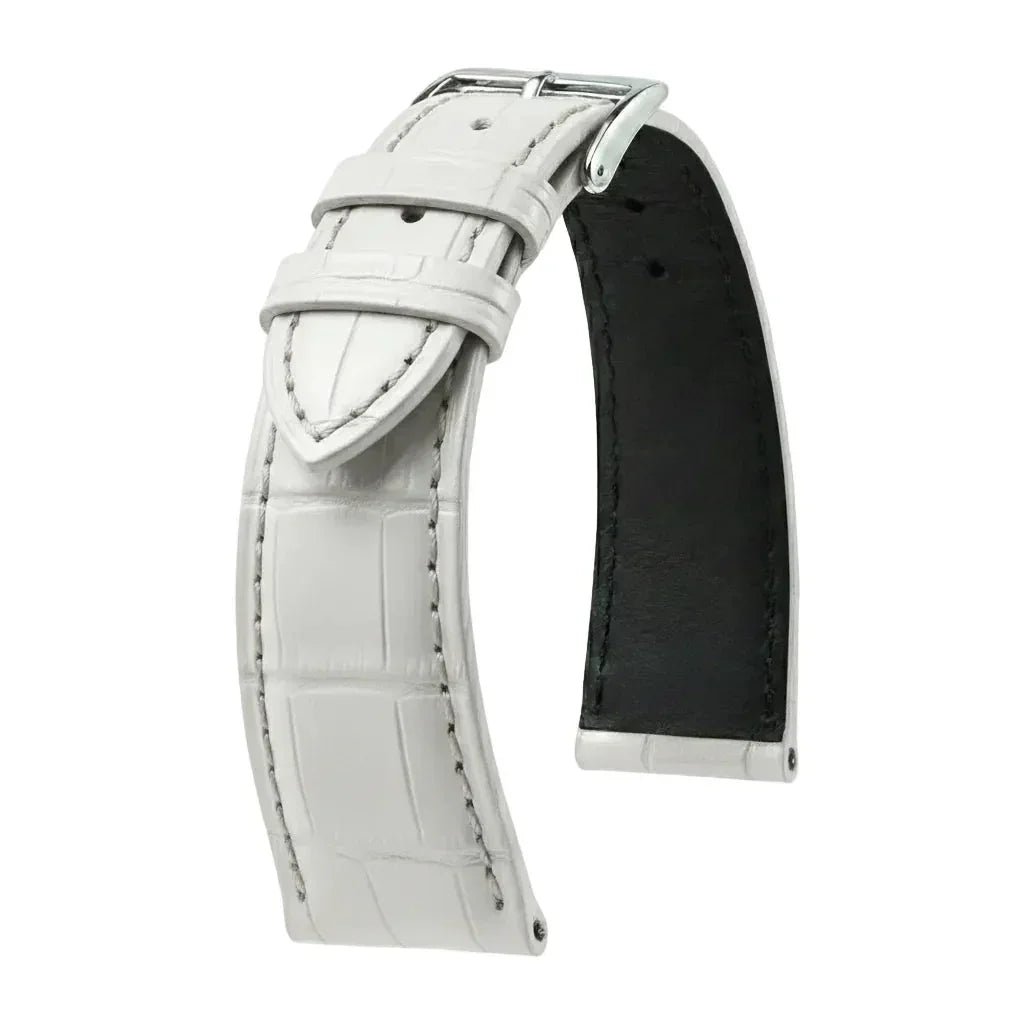 KronoKeeper strap - Felix Alligator bespoke matte - white - alligator leather watch strap