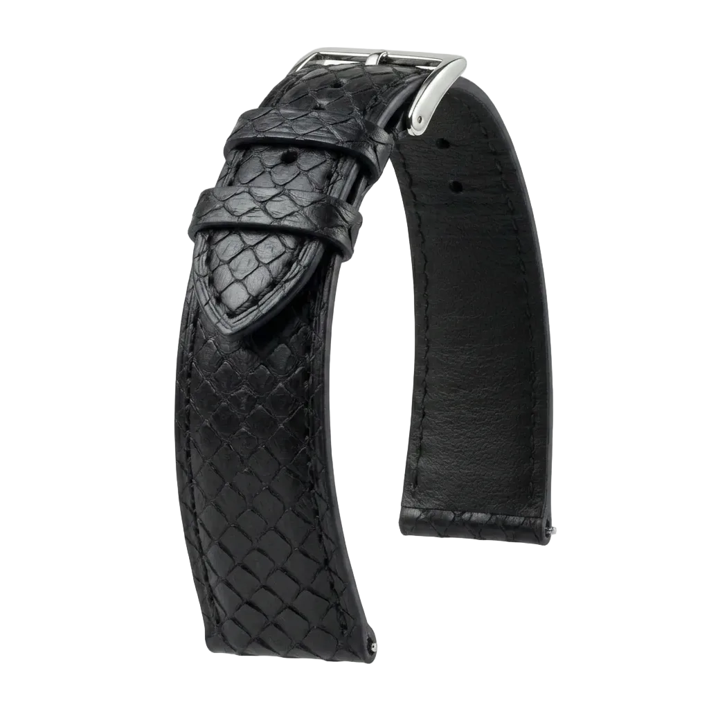 Salmon Satin Carbon Black watch strap - KronoKeeper - main view