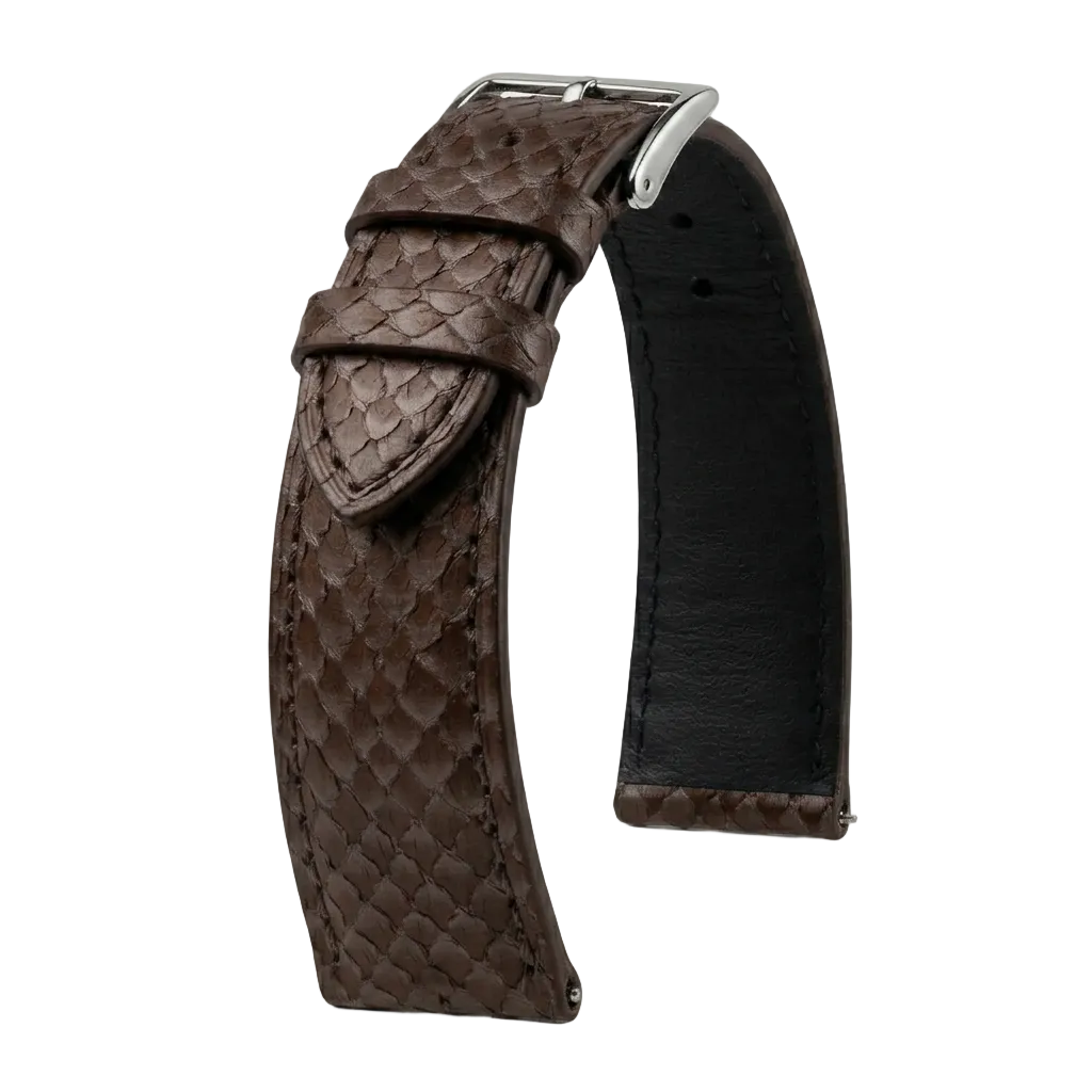 Salmon Satin Olive Moka watch strap - KronoKeeper - main view