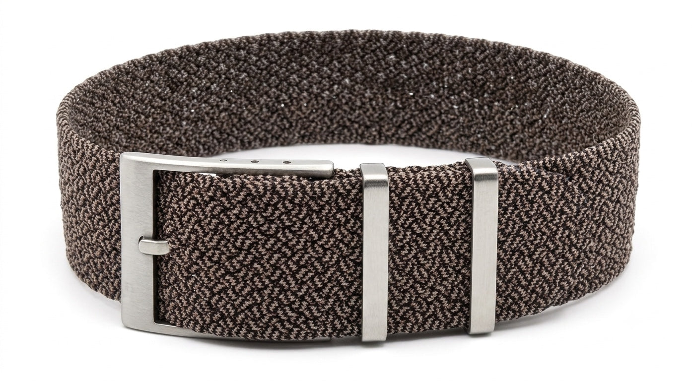 Kronokeeper Perlon strap - Brown/Black - NATO nylon watch strap