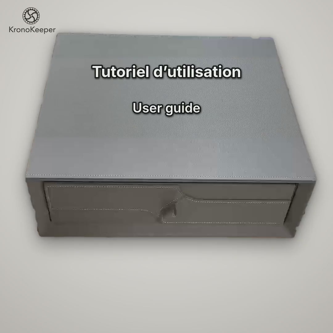 加载视频：KronoKeeper drawer watch safe video tutorial: fingerprints, code, volume and language